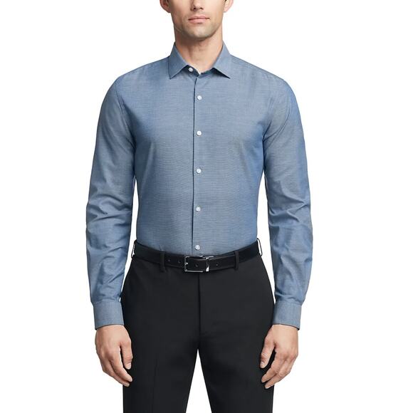 Van Heusen Basic Edition's Men's Blue Dress Shirt 16 34/35 Navy Button Down NWT - Picture 1 of 6